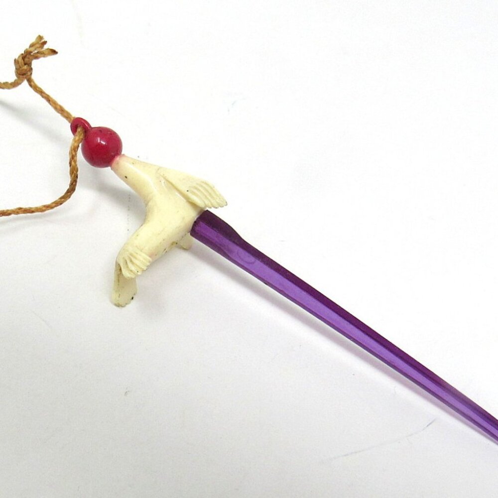 Carstair Seal Swizzle Stick Stirrer Red Ball Vintage Olive Onion Purple Pick